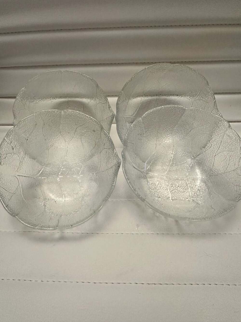 Arcoroc Aspen Clear Glass Leaf Design Dessert Salad Bowls Set of 4